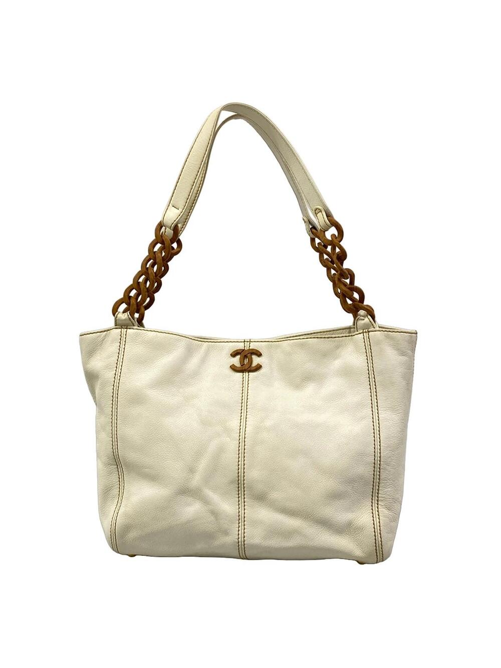 Chanel White Leather Tote Bag #351587C19B
